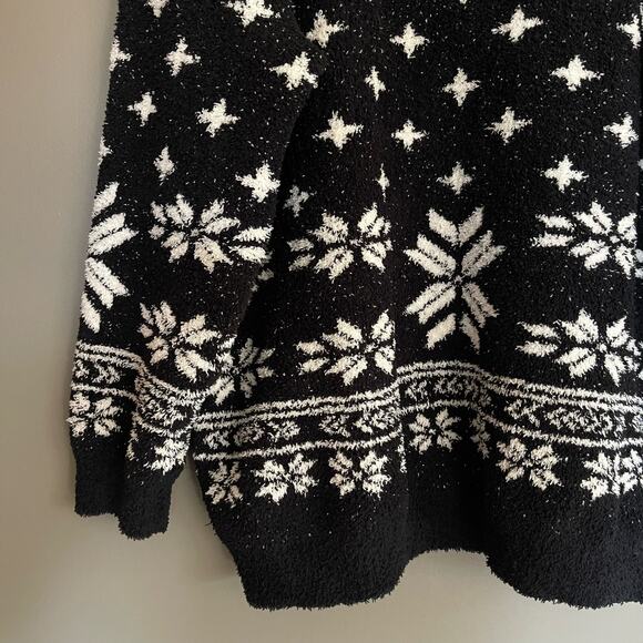 Barefoot Dreams CozyChic Seaside Crewneck Pullover Sweater Black Fair Isle Sz 3X - Picture 14 of 16